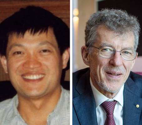 Image caption- Prof. Ian Hector Frazer (R) and Late Dr Jian Zhou (L)